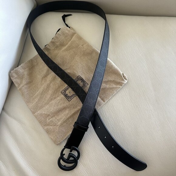 NEW Gucci Men's GG Supreme Buckle Belt in Black SZ 120 Cm 48 In - Picture 3 of 7